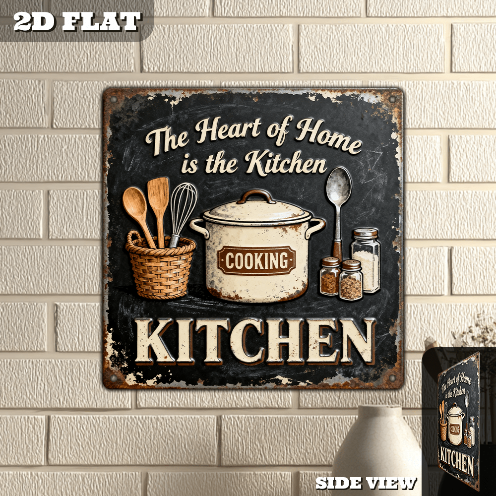 Home Cooking Usa - Vintage Metal Kitchen Wall Decor Sign